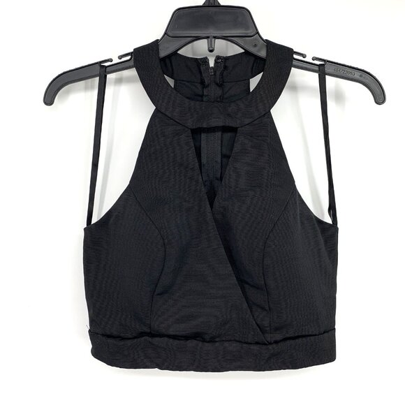 Jodi Kristopher Top lack Cropped Keyhole Halter Sleeveless - Picture 2 of 9